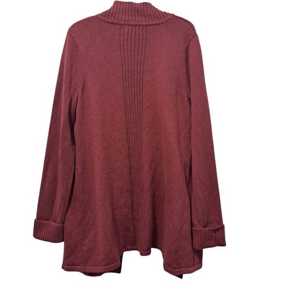 Tahari Open Front Cotton Blend Lagenlook Knit Sweater Burgundy Size XL NWT - Picture 4 of 15